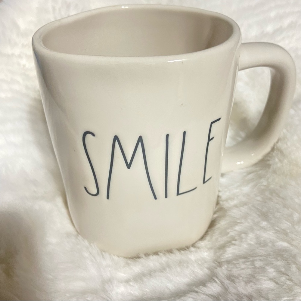Rae Dunn White and Black Ceramic Mug with Minimalist Design
